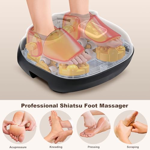Image of H&B Luxuries Foot Massager with Heat, Shiatsu Feet Massager with Multi-Level Setings & Remote Controller, Effective Relaxation.Compact Size for Home or Office Use, Ideal for Women Mom.