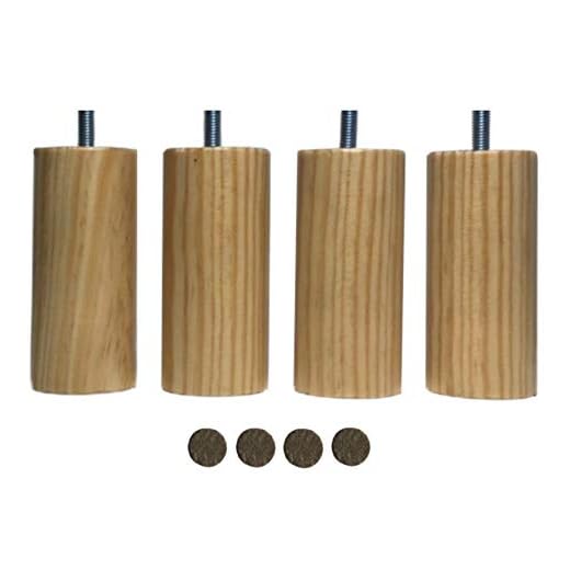Patas para somier y Bases tapizadas, en Diferentes Medidas y Colores (4 Unidades 10 cm, Natural)