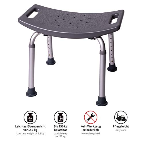 ONVAYA® badkruk douchekruk douchehulp grijs 150kg