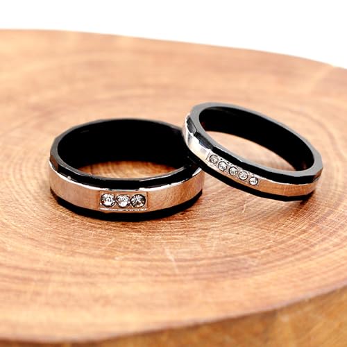 Uloveido Titanium Stainless Steel Rings Black Brick Pattern Wedding Band Comfort Fit Couples Rings for Men and Women Size 5-114