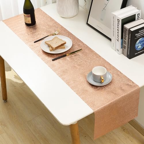 Hosoncovy Hollow Table Runner Non-slip Decorative PVC Table Mats Placemat Heat Resistant Mats for Home Party Kitchen Dining Wedding Decor (150CM X 33CM) (Rose Gold) - Image 2
