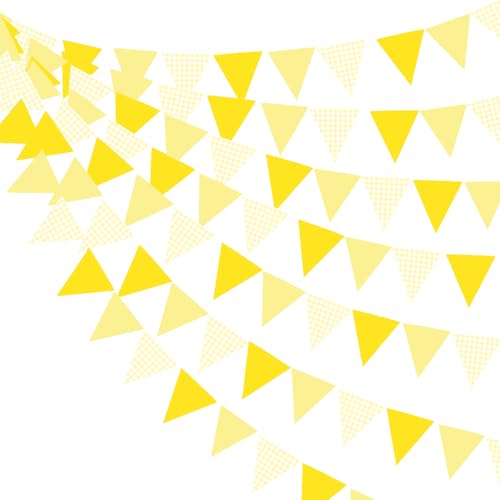 FYSUIMU 33 Ft Hanging Banner Decoration Triangle Flag Yellow Pennant