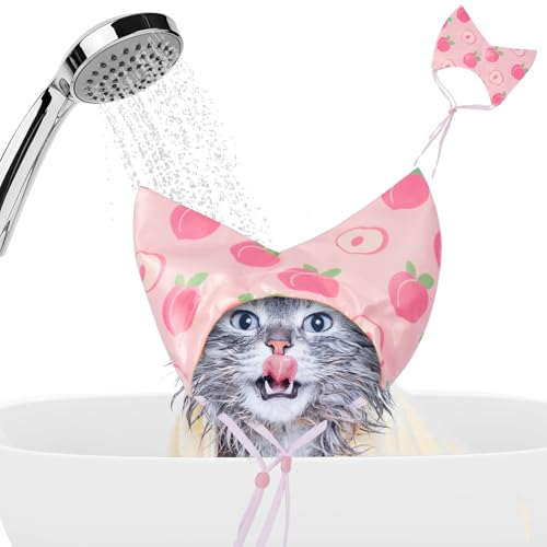 Image of Nanaki Adjustable Cat Shower Cap-Waterproof Sphynx Shower Cap For Cats | For Small Dogs Kitten Puppy, Reusable Pet Ear Protection Ear Covers for Bath Grooming Ear Drops Guard