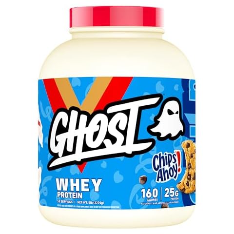 GHOST Whey Protein Powder, Chips Ahoy - 5LB Tub, 25G of Protein - Chocolate Chip Cookie Flavored Isolate, Concentrate & Hydrolyzed Whey Protein Blend Cover