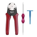 Deutsch Closed Barrel Crimper, Solid Barrel Contact & Circular Connector Contacts Crimping Tool (AWG 14-20) 4 Way Indent, 8 Impression Type,DT Connector Removal Tool,0411-310-1605 Blue Push Wire Tool
