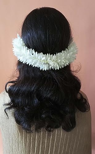 Image of Fabric Artificial gajra for hair bun juda accessories mogra jasmine for women pack of 4 pcs.White