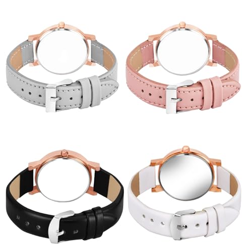 Image of Multicolor Flower Dial Leather Strap Gifts for Women Formal Girl's and Women's Watch Women's Analog Combo Watch for Women (Pack of 4)