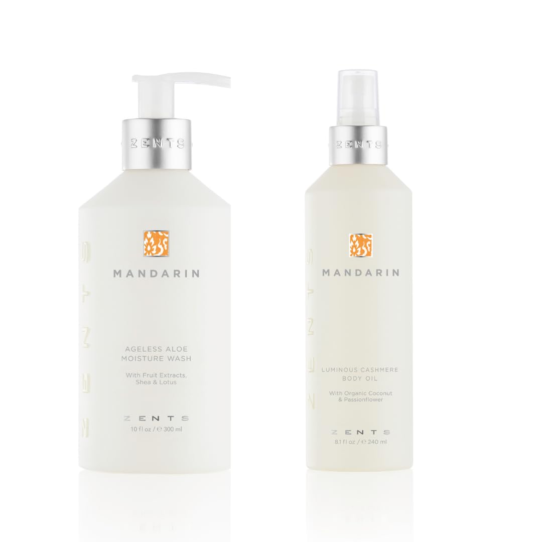 Zents Hand Body Wash Luminous Cashmere Body Oil Set Mandarin Fragrance Hydrating Cleanser with Organic Shea Butter Aloe