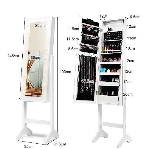 Espejo para joyas para dormitorio o baño con almacenamiento HOMASIS 6