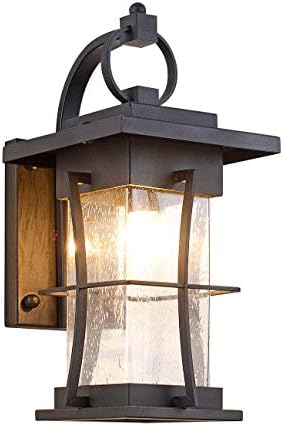 EERU Waterproof Outdoor Wall Sconces Light Fixtures Exterior Wall Lantern Outside House Lamps Black Metal with Clear Seeded Glass, Perfect for Exterior Porch Patio House