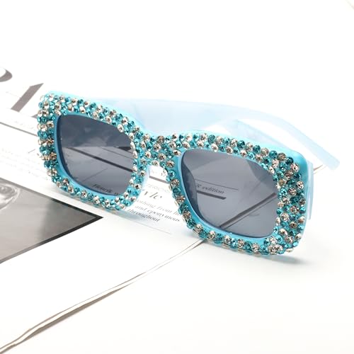 ICARA Square Retro Crystal Rhinestone Sparkling Bejewelled Sunglasses Cute Party Decorations Sun Glasses 6
