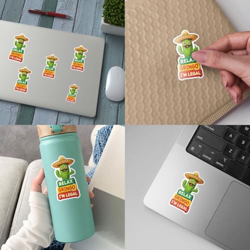 Image of 3Pcs Relax Gringo Im Legal Sticker, Relax Gringo I'm Legal Sticker for Car, Relax Gringo Calcomanias De Mexico Funny Immigrant Calcomanias Mexico Mexican Cactus Stickers for Truck Car Helmet (N4)