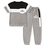 Klyatpxoen Size 6 7 Years Boys Clothing Short Sleeve T Shirt Top and Casual Pants 2-Piece Kids Spring Summer Fall Clothes Sets Black(6-7Y)