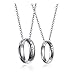 Jovivi 2PCS Collier Couple Bague Pendentif Acier Inoxydable Anneau Amour avec Gravé Je t'aime Cadeau Valentine Homme Femme avec Chaîne 24"(61cm)