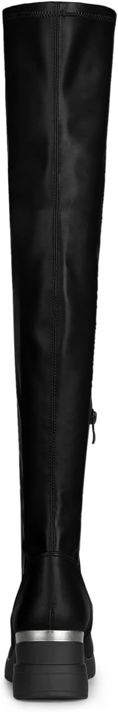 Allegra K Women's Platform Wedge Chunky Heels Over the Knee Thigh High Boots