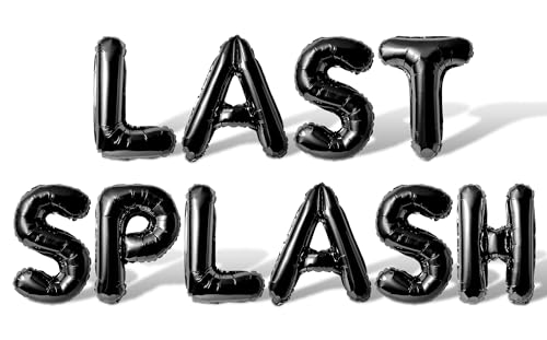 Image of Letter Balloons - LAST SPLASH 16 inch Inch Alphabet Letters Foil Mylar Balloon Bachelorette or Bachelor Party Banner (Black)