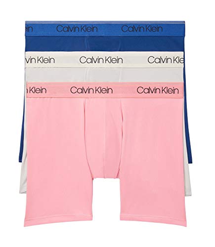 Calvin Klein Men's Boxer Brief 3 Pack, Anchor Blue, Cloud Nine, Rosey Dream, L