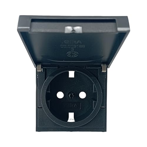 GIRA 492228 - Copertura per presa Schuko con coperchio ribaltabile, colore: Antracite