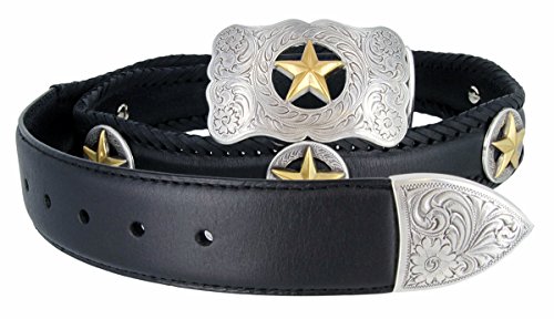 Gold Star Western Conchos Buckle Set Scalloped Belt 1 1/2