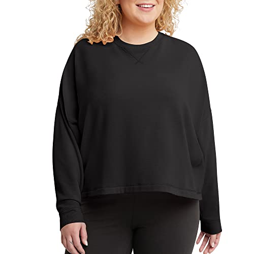 Hanes Women's Originals Sweatshirt, Soft Brushed Fleece Cropped Pullover, Plus