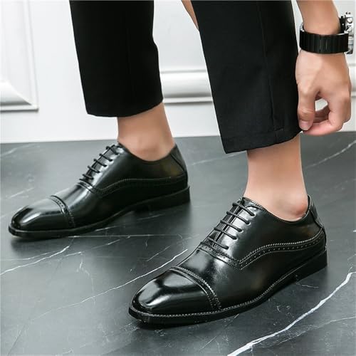 Mens Oxford Dress Shoes Genuine Leather Formal Business Wedding Shoes Classic Vintage Style Office Tuxedo Comfortable Lace up2