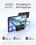INIU Banque d'électricité, Ultra Mince 10000mAh Chargeur portable, 45W Chargeur Portatif à charge rapide avec amovible USB-C câble & Batterie de voyage de stand, sécurité de vol pour iPhone 17 16, Samsung S26, iPad etc.