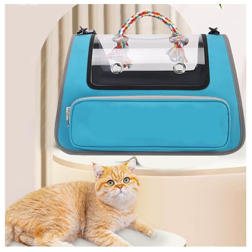 ペット キャリー 通気性と耐久性、折り畳み ペットキャリー 猫 耐荷重7kg ペット キャリー 大型猫・小型犬用,Blue