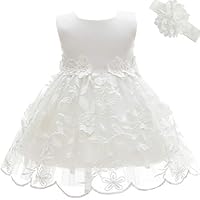 AHAHA Baby Mädchen Prinzessin Kleid Blumenmädchenkleid Taufkleid Festlich Kleid Hochzeit Partykleid Festzug Babybekleidung 18M/16-20monat Weiß 2
