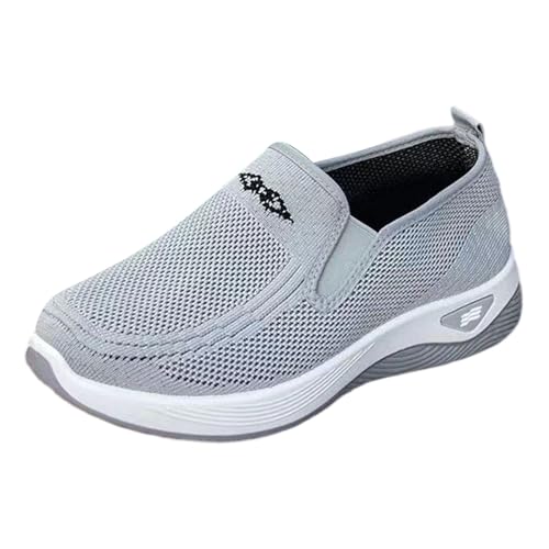 Zapatillas Deportivas Ligeras Zapatos Casuales para Mujer, Zapatillas Ligeras, cómodas y Transpirables para Uso Diario, diseño Plano sin Cordones con Parte Superior de Malla(Grey, 42)