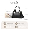 FOLOVEYA Handtasche Damen Elegante Mittelgroß Henkeltasche Leder PU Schultertasche Leichte Shopper Tasche mit Vielen Fächern Mode Umhängetasche für Arbeit Büro Reisen Alltag Schwarz #5