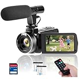 Video Camera 4K Camcorder 75MP YouTube Vlogging Camera 64G SD Card and 2 Batteries and Microphone 18X Digital Zoom Webcam 270 Degree Rotation Screen Recording While Charging Video Camera for Computer