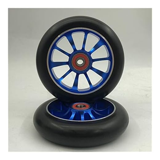 BINCIBH Roue trotinette Freestyle 2pcs 110mm Bonne qualité Scooter Roue de Scooter avec roulement en Alliage d'aluminium en Aluminium élastique Trottinette Stunt (Color : Blue 110mm T)