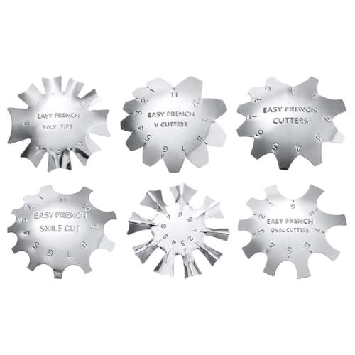 Unomor 6pcs Nail Art Steel Plates for French Manicure Stainless Templates for Nail Styling Lines for DIY Salons Beauty Spas