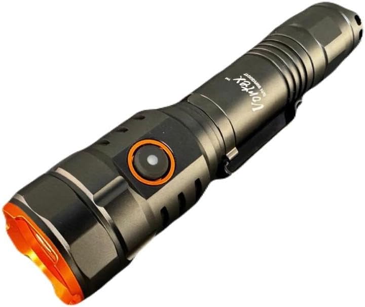 Vortex TK106R Tactical Rechargeable Flashlight 365nm UV Handheld Dual Switch High Lumen UP to 1000 Lumens End Cap Mini-USB Charging Powerful Dimmbale Torch in Black