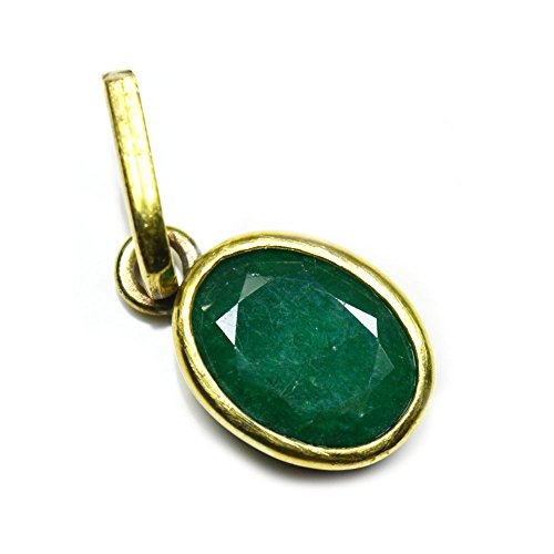 Esmeralda natural ovalada para hombre en anillo chapado en oro de gala