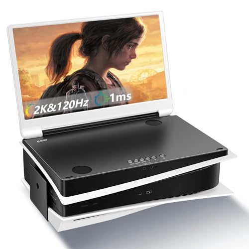 G-STORY 15,6-calowy przenośny monitor IPS 2K 120 Hz, zintegrowany z PS5 (brak w zestawie) 2560 x 1440 z 2 portami HDMI, FreeSync, wbudowane 2 multimedialne głośniki stereo, UL (2K i 120 Hz)