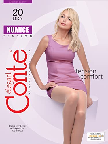 Image of Conte Control Top Tension Sheer Pantyhose Tights with Silky Matte Effect Nuance 20 Den