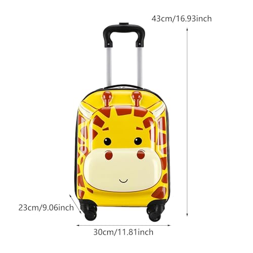18 inch Kids Luggage Carry on Portable Travel Case with 4 Wheels Cartoon Gift Suitcase Hard Shell Luggage for Kids Children Yellow4
