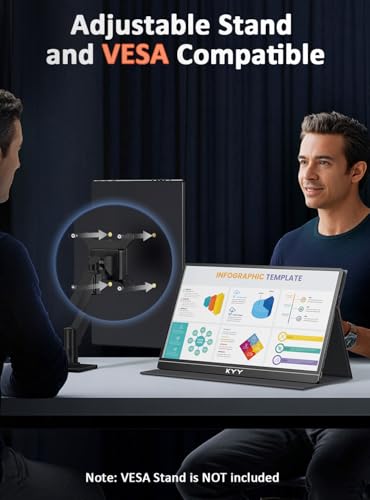 Image of KYY 4K Portable Monitor 15.6 inch Portable Monitor for Laptop UHD IPS 3840X2160 External Screen with 100% sRGB & HDR Gaming Display for Laptop PS5 /4 Xbox Switch with Speakers, VESA Compatible