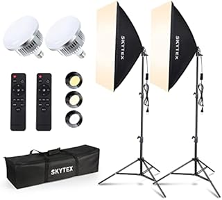 Softbox Lighting Kit, skytex Continuous Photography Lighting Kit with 2x20x28in Soft Box | 2X 85W 2700-6400K E27 LED Bulb, Photo Studio Lights Equipment for Camera Shooting, Video Recording…