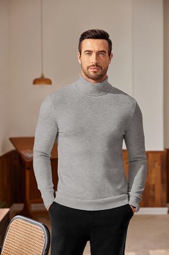 Pull à col roulé homme gris clair COOFANDY idéal pour le bureau