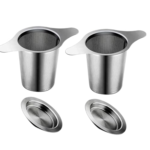 Infusore Per Tisane, 2 Pezzi, 304 Acciaio Inox Filtri Per Tisane, Colino da Tè Extra Fine con Coperchio, Multiuso Riutilizzabile Filtro, per Teiera, Tazze, Tazze da Tè, per Preparare Foglie Sciolte