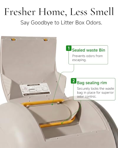 Image of Furrytail Automatic Litter Box Self Cleaning, Kitty Litter Box, Smart Safety Sensors, Advanced Odor & Leak Control, Large Capacity for Multi Cat Homes, with App Control & 40 Trash Bags, Gray