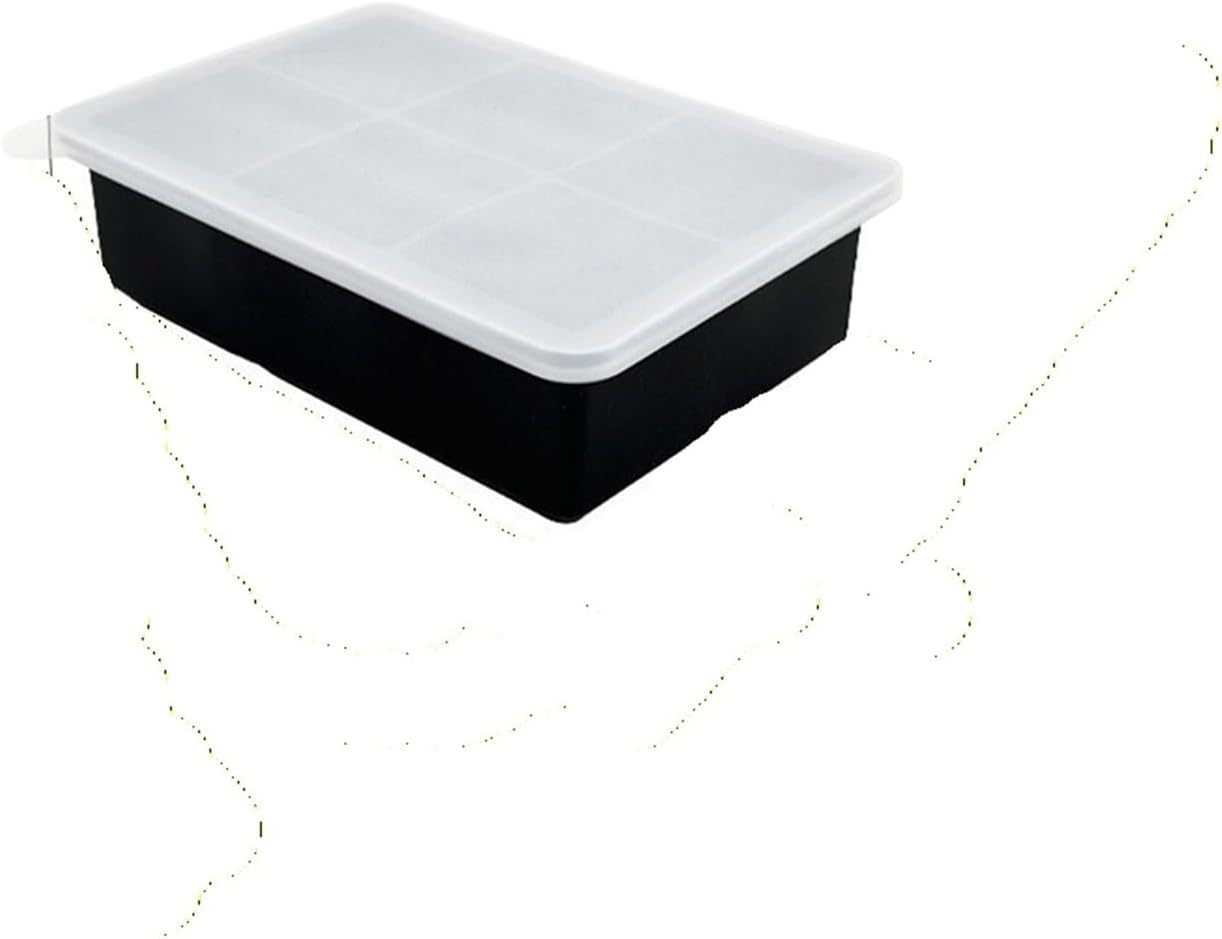 Ice Cube Trays Silicone,Ball Maker Mold, Whiskey Round Sphere - Square Large For Cocktails & Bourbon Easy Release BPA Free(Black)