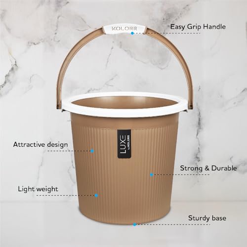 Image of KOLORR LUXE Bathroom Set | (Bucket 25L x 2)+ (Mug 1.5L x 2)- Ratan LT Brown| Bath Set For Bathroom|Easy to clean| For Home, Kitchen & Bathroom | Combo Set for Bathroom| Modern Bathroom Accessories Set
