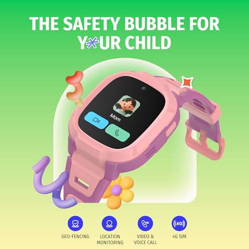 Image of Noise Junior Explorer 2 Smart Watch for Kids with 4G SIM Compatible, 2-Way Video & Voice Calling, Geofencing, Real Time Location Monitoring via Google Maps, IP68, SOS Emergency Alerts (Power Pixel)