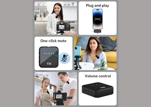 Image of Wireless Microphone, Mini Portable Recording Clip Mic with Receiver for All Type-C, Micro U Mobile Phones Camera Laptop for Vlogging YouTube Online Class, Zoom Call (F11)