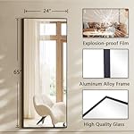 Koonmi Large Mirrors, 65"x24" Full Length Mirror with Stand, Full Body Mirror with Aluminum Alloy Frame, Hanging or Leaning Against Wall Floor Standing Mirrors for Bedroom Living Room, Black - Image 5