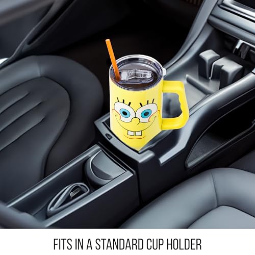 Image of Silver Buffalo SpongeBob SquarePants Stainless Steel Tumbler with Handle, Fits in Standard Cup Holder, 40 Ounces (Pack of 12)