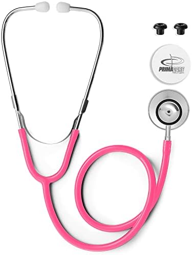 Primacare DS-9290-PK Adult Size 22 Inch Stethoscope for Diagnostics and Screening Instruments, Lightweight and Aluminum Double Head Flexible Stethoscope, Pink